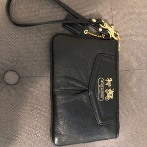 Black Coach leather wristlet